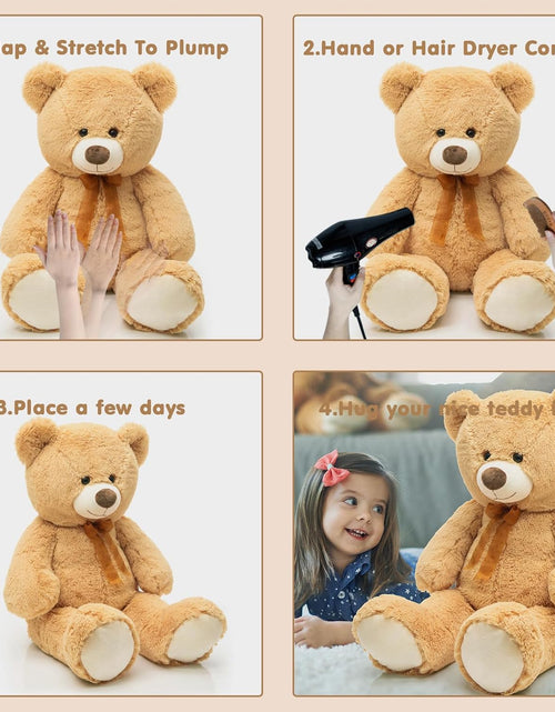 Load image into Gallery viewer, Giant Teddy Bear Stuffed Animal-35.4'' Large Teddy Bear, Soft Large Teddy Bear Plush Toy, Brown Teddy Bear, Big Stuffed Bear for Girl Boy Girlfriend Valentines Christmas Birthday, Light Brown

