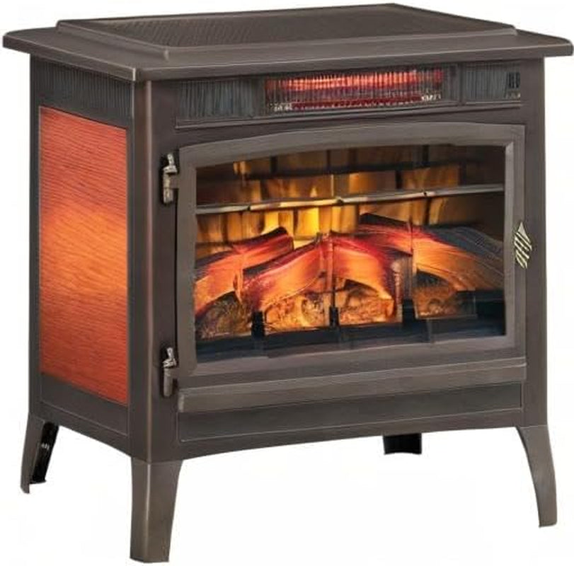 3D Infrared Electric Fireplace Stove with Remote Control - Portable Indoor Space Heater - DFI-5010 (Bronze)