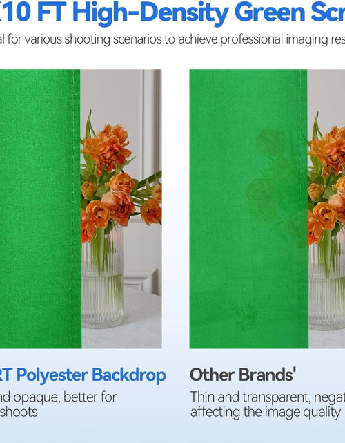 Load image into Gallery viewer, Photo Video Studio 8.5 X 10Ft Green Screen Backdrop Stand Kit, Photography Background Support System with 10 X12Ft 100% Cotton Muslin Chromakey Backdrop
