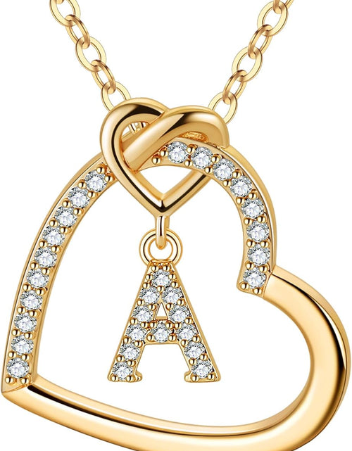 Load image into Gallery viewer, Easter Gifts for Kids Teen Girls - Cubic Zirconia Heart Pendant Initial Necklace, Dainty Initial Letter a - Z Necklace Jewelry Easter Gifts for Kids Girls Women

