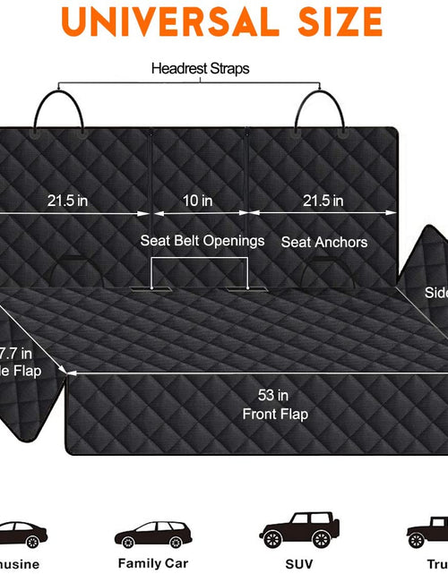 Load image into Gallery viewer, Dog Car Seat Cover, Back Seat Cover for Dogs Pet Car Seat Protector Waterproof Bench Car Seat Cover, Non-Slip Reat Seat Cover Fits Middle Armrest for Most Cars Trucks Suvs - Black
