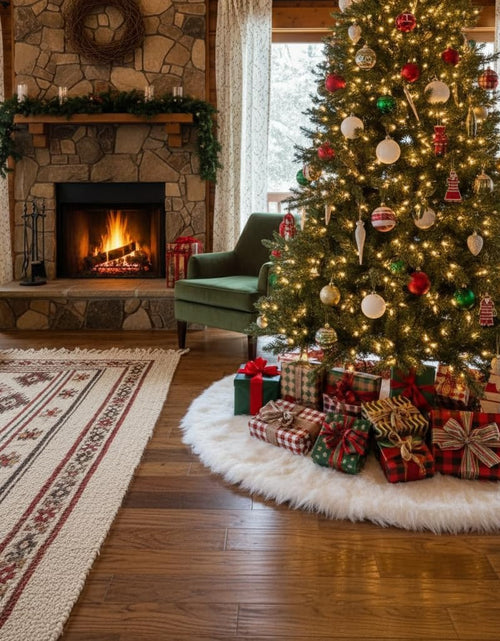 Load image into Gallery viewer, 48 Inch Christmas Tree Plush Skirt Decoration for Merry Christmas Party Faux Fur Christmas Tree Skirt Decorations
