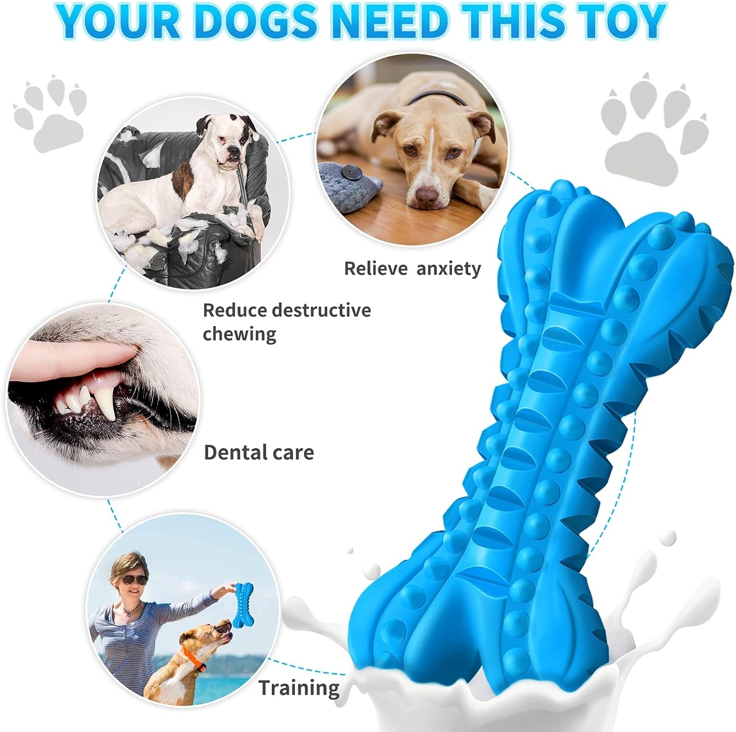 Dog Toys for Aggressive Chewers Large Breed, Durable Dog Chew Toy, Nearly Indestructible Dog Toys for Large Dogs, Tough Natural Rubber Puppy Chew Toys for Medium Dog Teeth Cleaning