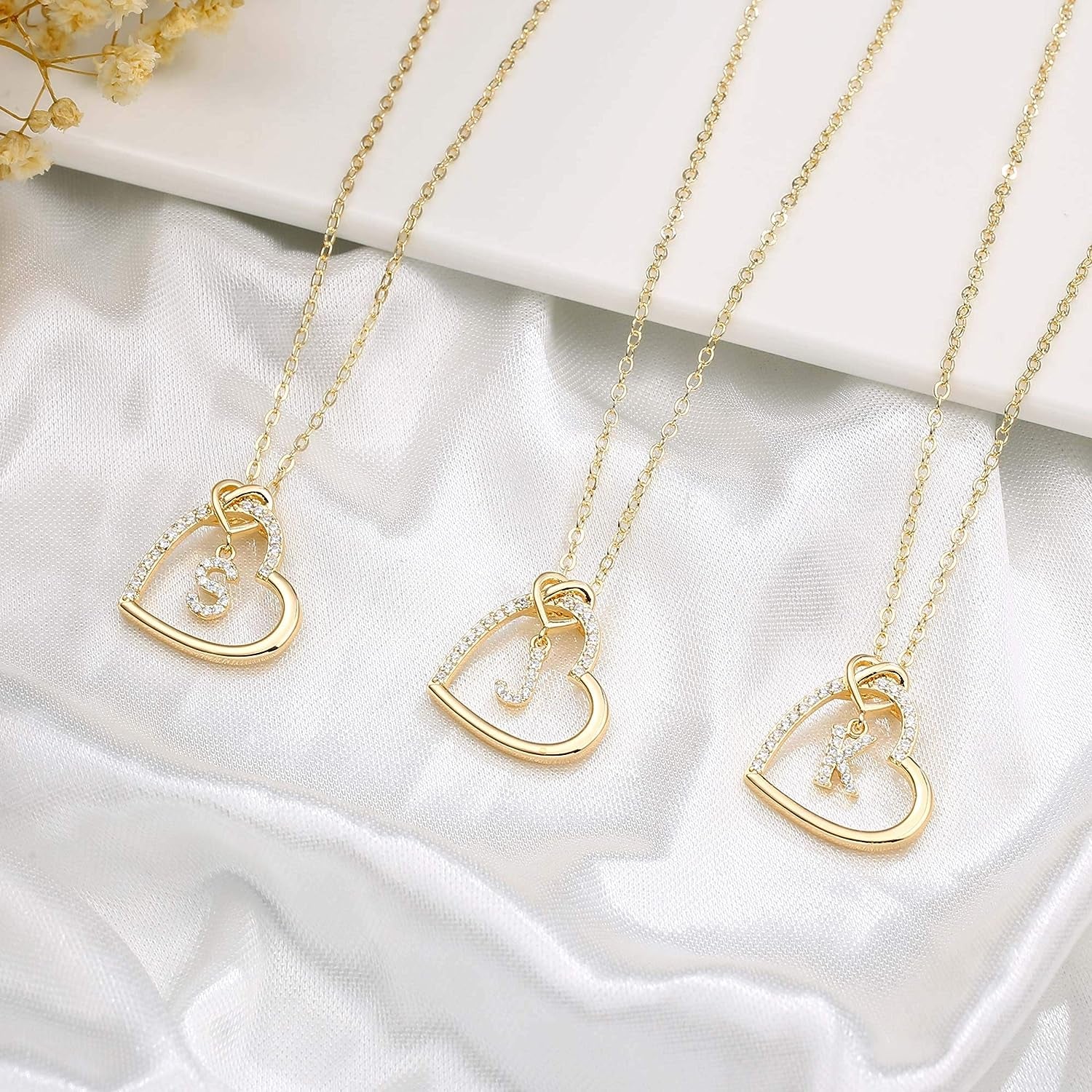 Easter Gifts for Kids Teen Girls - Cubic Zirconia Heart Pendant Initial Necklace, Dainty Initial Letter a - Z Necklace Jewelry Easter Gifts for Kids Girls Women