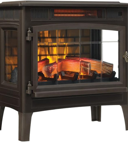 3D Infrared Electric Fireplace Stove with Remote Control - Portable Indoor Space Heater - DFI-5010 (Bronze)