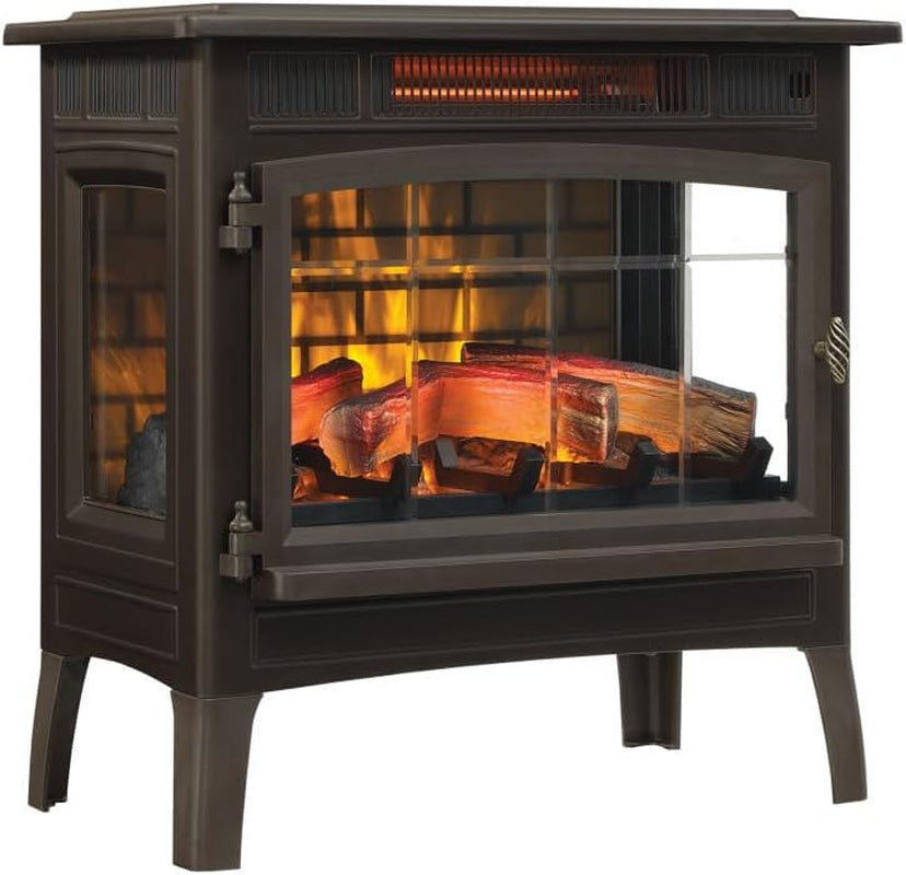 3D Infrared Electric Fireplace Stove with Remote Control - Portable Indoor Space Heater - DFI-5010 (Bronze)
