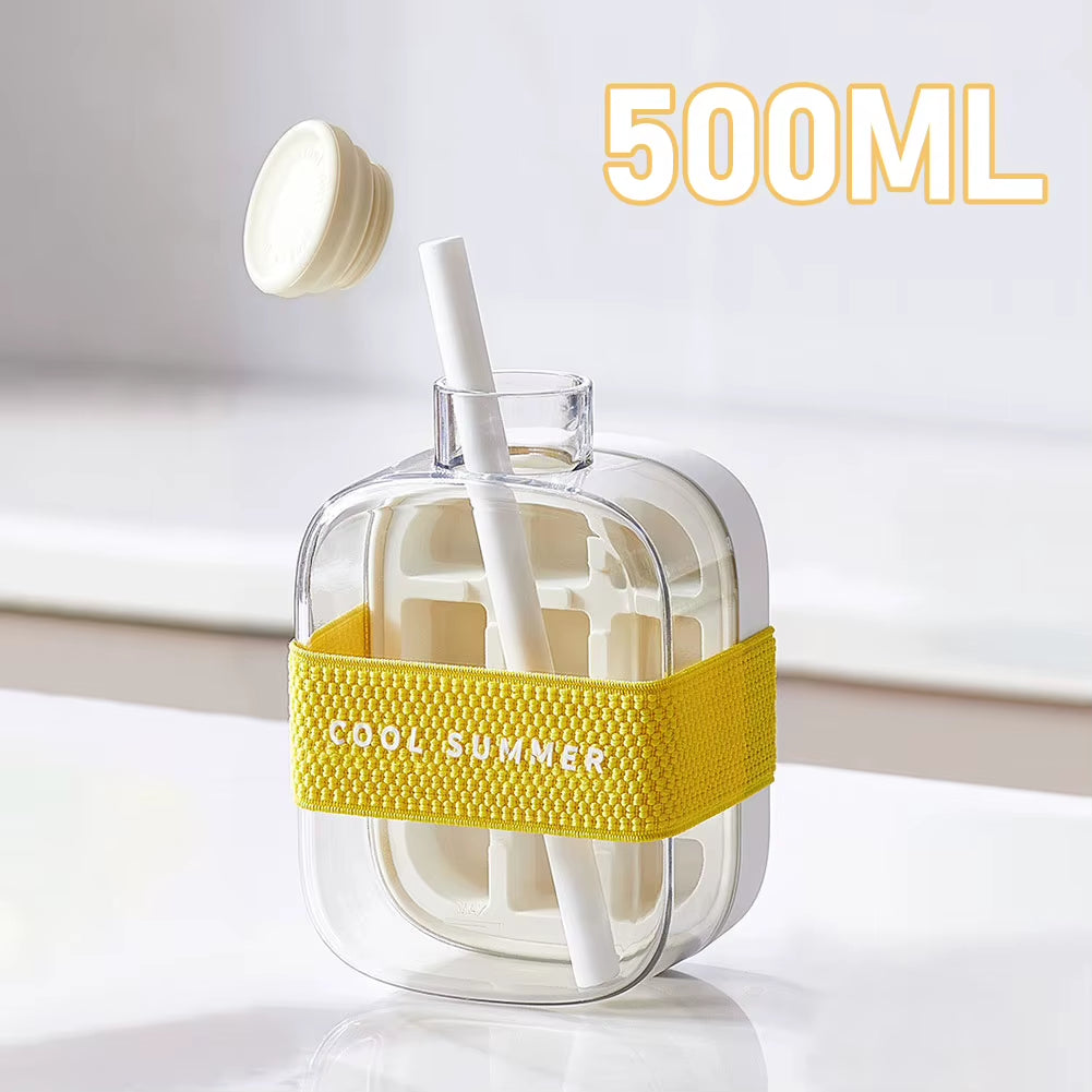 Chillsip Bottle Set – Stylish Water Bottle with Straw & Zero-Contact Ice Cube Tray