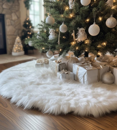 48 Inch Christmas Tree Plush Skirt Decoration for Merry Christmas Party Faux Fur Christmas Tree Skirt Decorations