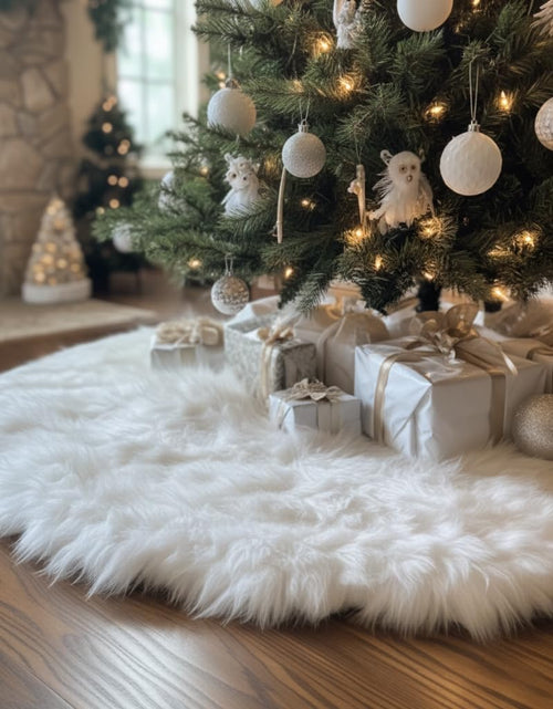 Load image into Gallery viewer, 48 Inch Christmas Tree Plush Skirt Decoration for Merry Christmas Party Faux Fur Christmas Tree Skirt Decorations
