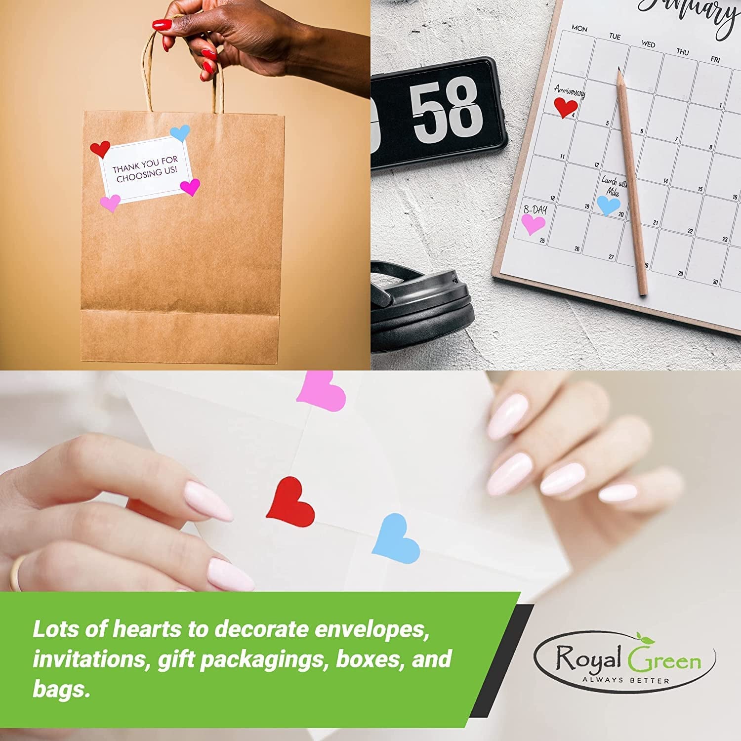 Red Heart Stickers 0.5 Inch (13Mm) 1/2" - Envelope Seals Heart Labels for Valentine, Crafts and Arts - Permanent Adhesive - 350 Pack