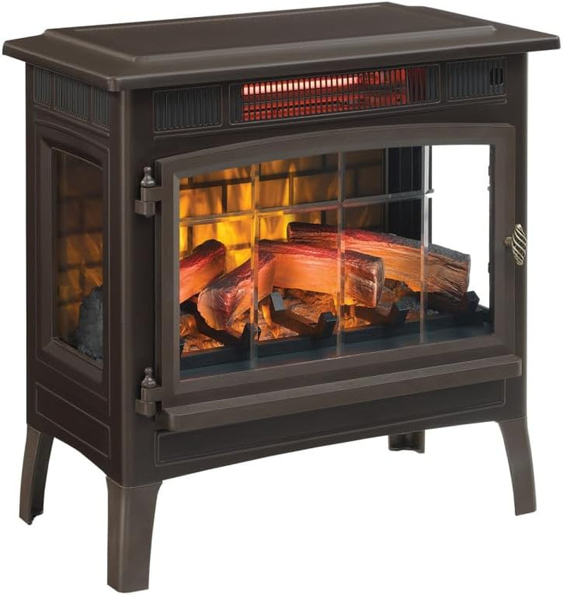 3D Infrared Electric Fireplace Stove with Remote Control - Portable Indoor Space Heater - DFI-5010 (Bronze)