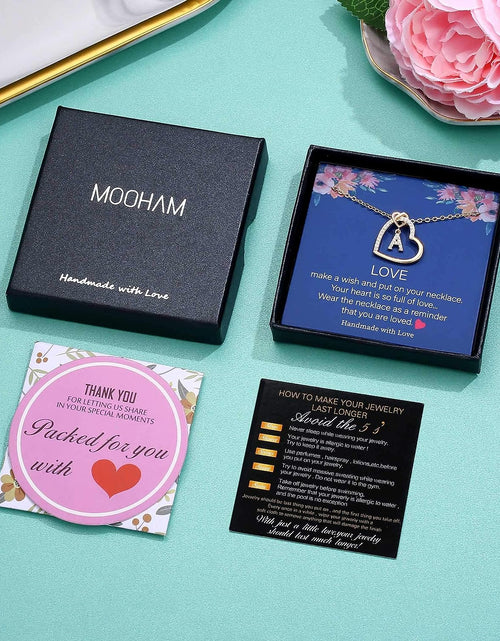 Load image into Gallery viewer, Easter Gifts for Kids Teen Girls - Cubic Zirconia Heart Pendant Initial Necklace, Dainty Initial Letter a - Z Necklace Jewelry Easter Gifts for Kids Girls Women
