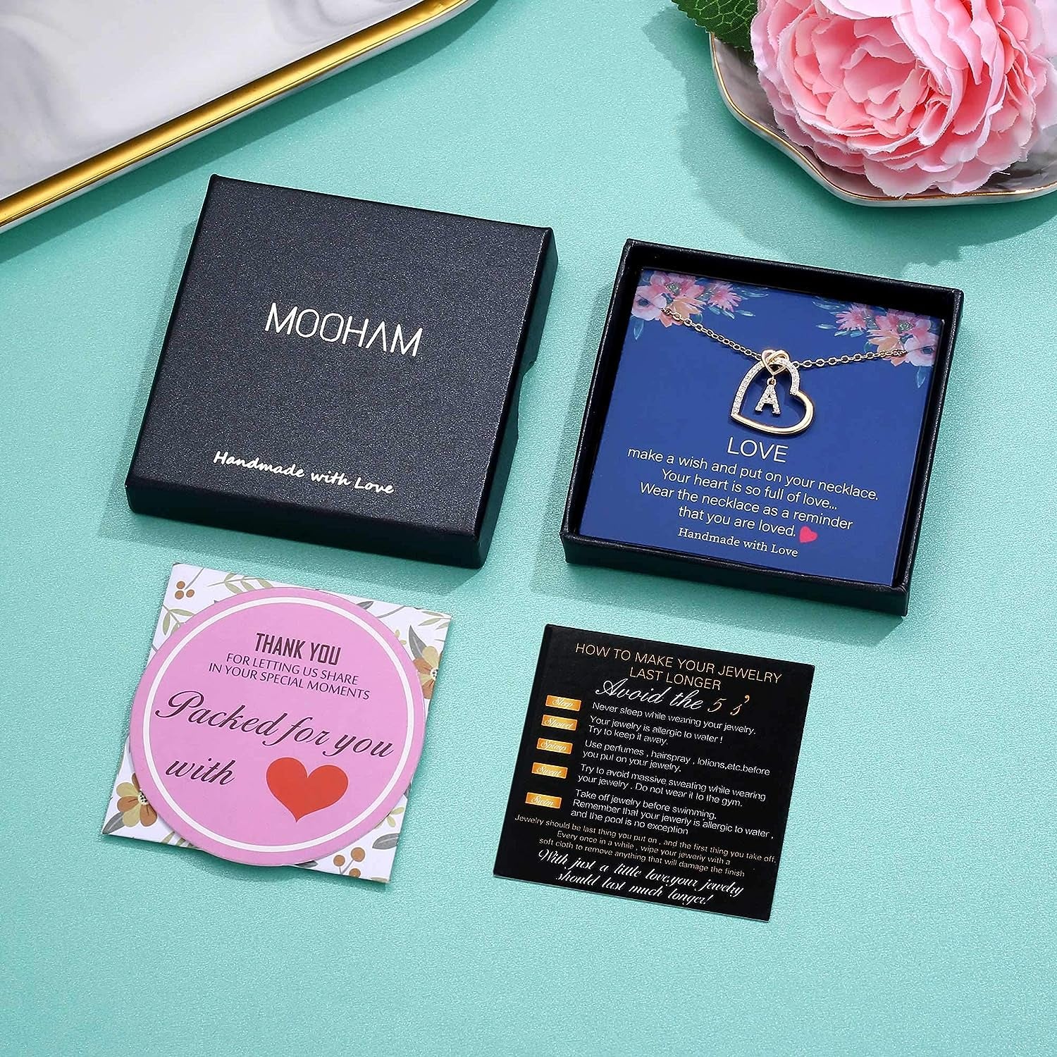 Easter Gifts for Kids Teen Girls - Cubic Zirconia Heart Pendant Initial Necklace, Dainty Initial Letter a - Z Necklace Jewelry Easter Gifts for Kids Girls Women