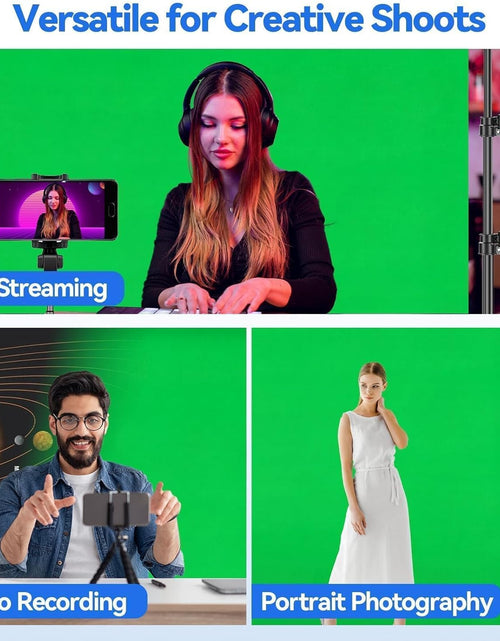 Load image into Gallery viewer, Photo Video Studio 8.5 X 10Ft Green Screen Backdrop Stand Kit, Photography Background Support System with 10 X12Ft 100% Cotton Muslin Chromakey Backdrop
