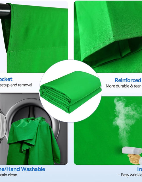 Load image into Gallery viewer, Photo Video Studio 8.5 X 10Ft Green Screen Backdrop Stand Kit, Photography Background Support System with 10 X12Ft 100% Cotton Muslin Chromakey Backdrop
