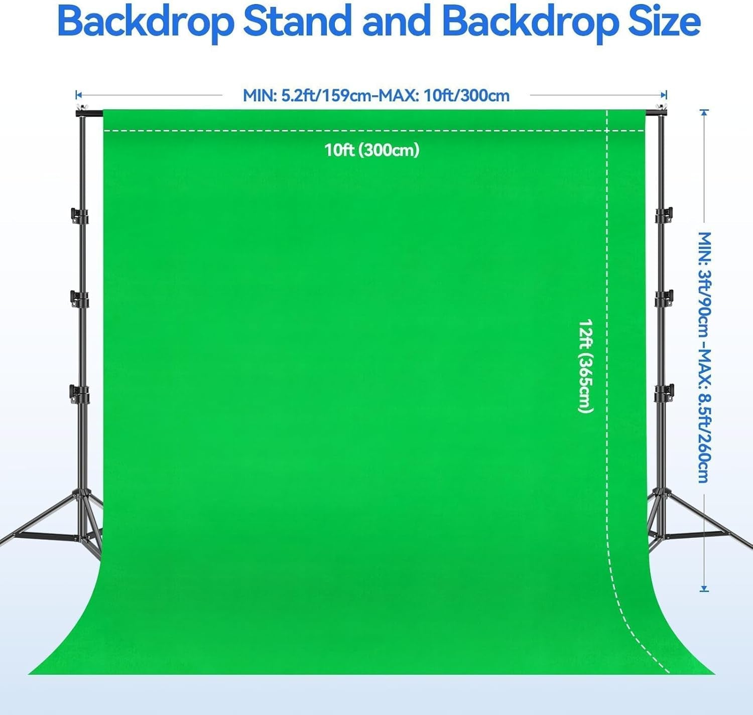 Photo Video Studio 8.5 X 10Ft Green Screen Backdrop Stand Kit, Photography Background Support System with 10 X12Ft 100% Cotton Muslin Chromakey Backdrop