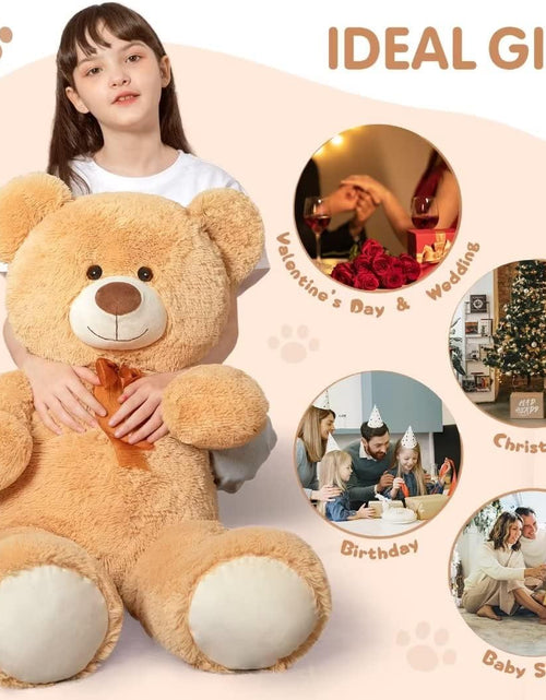 Load image into Gallery viewer, Giant Teddy Bear Stuffed Animal-35.4'' Large Teddy Bear, Soft Large Teddy Bear Plush Toy, Brown Teddy Bear, Big Stuffed Bear for Girl Boy Girlfriend Valentines Christmas Birthday, Light Brown

