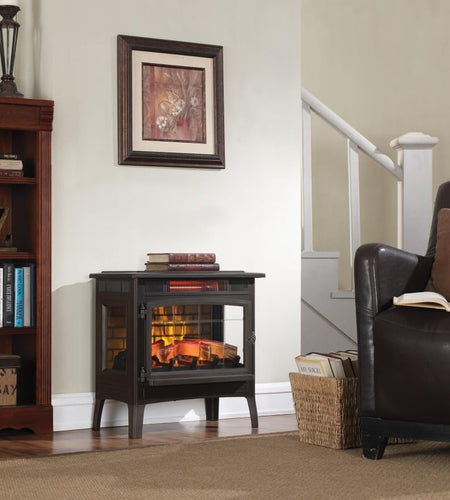 3D Infrared Electric Fireplace Stove with Remote Control - Portable Indoor Space Heater - DFI-5010 (Bronze)