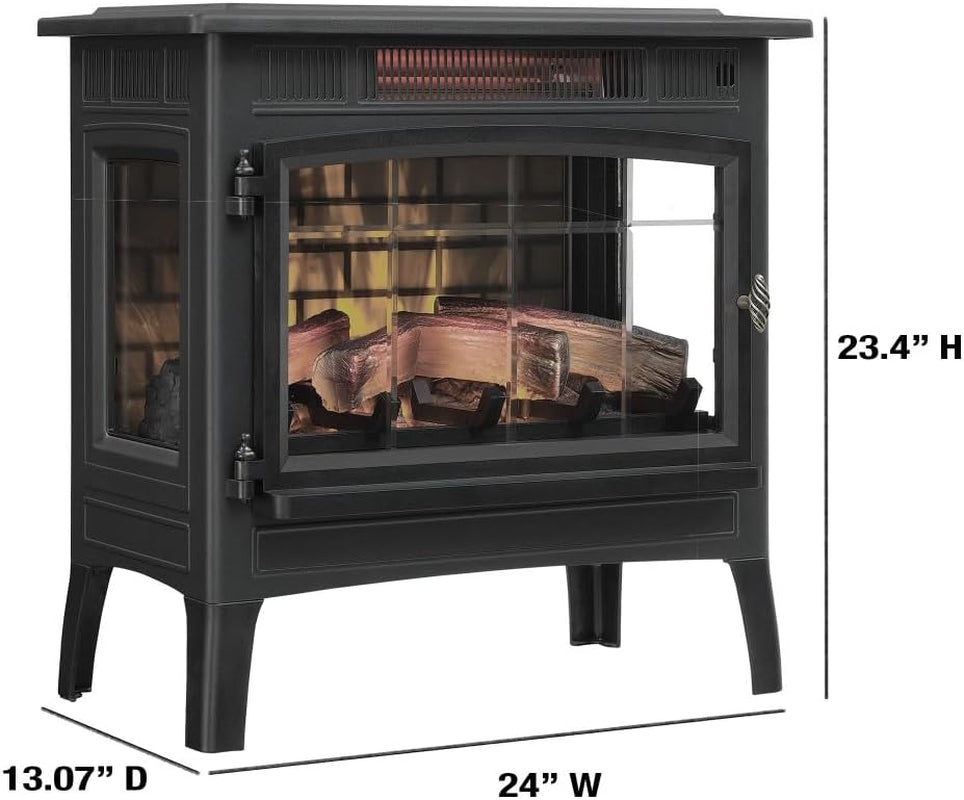 3D Infrared Electric Fireplace Stove with Remote Control - Portable Indoor Space Heater - DFI-5010 (Bronze)