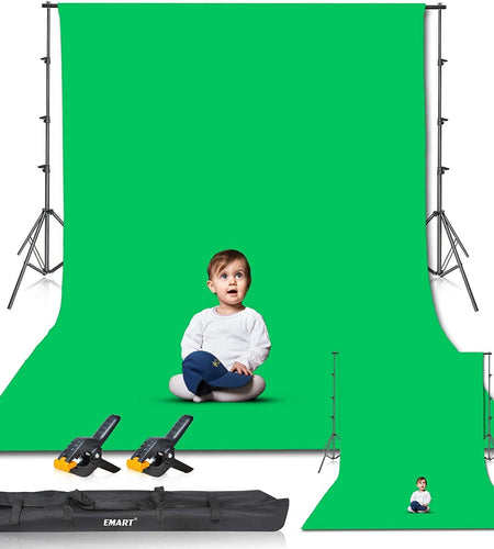 Photo Video Studio 8.5 X 10Ft Green Screen Backdrop Stand Kit, Photography Background Support System with 10 X12Ft 100% Cotton Muslin Chromakey Backdrop