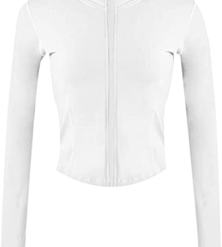 Womens Active Zip up Running Workout Cropped Bbl Athletic Jacket with Thumb Holes