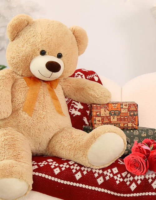 Load image into Gallery viewer, Giant Teddy Bear Stuffed Animal-35.4'' Large Teddy Bear, Soft Large Teddy Bear Plush Toy, Brown Teddy Bear, Big Stuffed Bear for Girl Boy Girlfriend Valentines Christmas Birthday, Light Brown
