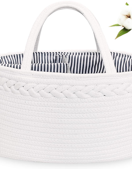 Load image into Gallery viewer, Baby Diaper Caddy Organizer, Boho Rope Nursery Storage Baby Basket Bin Gift Bags for Boys Girls, Portable Caddy Organizer for Changing Table Car, Ideal Gift Baby Shower Basket (White)
