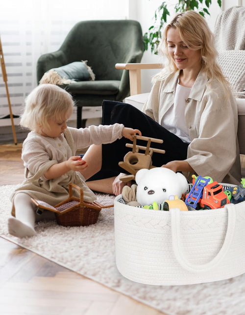 Load image into Gallery viewer, Baby Diaper Caddy Organizer, Boho Rope Nursery Storage Baby Basket Bin Gift Bags for Boys Girls, Portable Caddy Organizer for Changing Table Car, Ideal Gift Baby Shower Basket (White)
