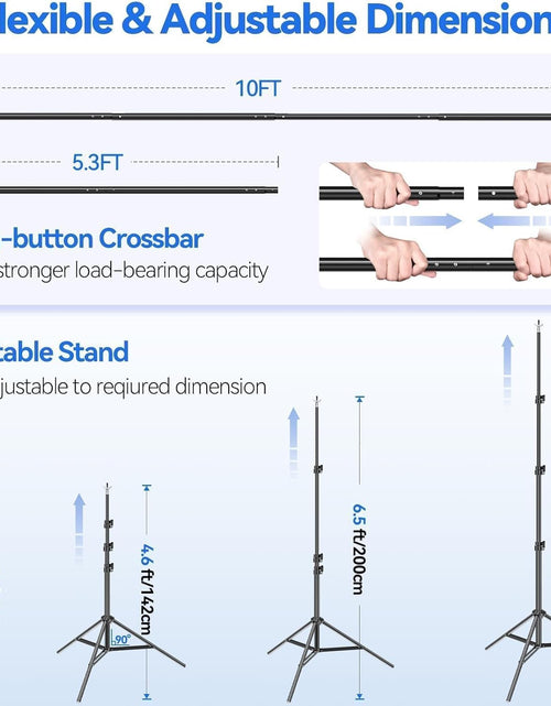 Load image into Gallery viewer, Photo Video Studio 8.5 X 10Ft Green Screen Backdrop Stand Kit, Photography Background Support System with 10 X12Ft 100% Cotton Muslin Chromakey Backdrop

