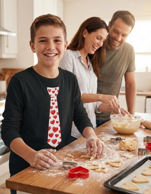 Load image into Gallery viewer, Red Hearts Tie Kids Valentines Day Shirt - ABC I Love You Long Sleeve Tee for Toddlers &amp; Youth Boys Girls
