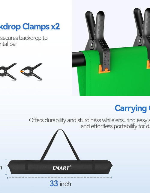 Load image into Gallery viewer, Photo Video Studio 8.5 X 10Ft Green Screen Backdrop Stand Kit, Photography Background Support System with 10 X12Ft 100% Cotton Muslin Chromakey Backdrop
