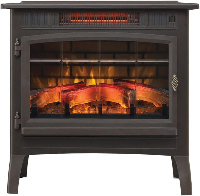 3D Infrared Electric Fireplace Stove with Remote Control - Portable Indoor Space Heater - DFI-5010 (Bronze)
