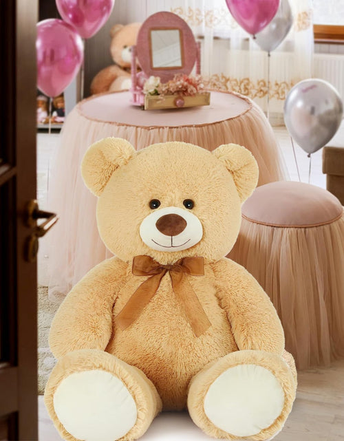 Load image into Gallery viewer, Giant Teddy Bear Stuffed Animal-35.4'' Large Teddy Bear, Soft Large Teddy Bear Plush Toy, Brown Teddy Bear, Big Stuffed Bear for Girl Boy Girlfriend Valentines Christmas Birthday, Light Brown
